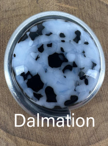 Open Curly Q in Granite, Dalmation and Seaglass